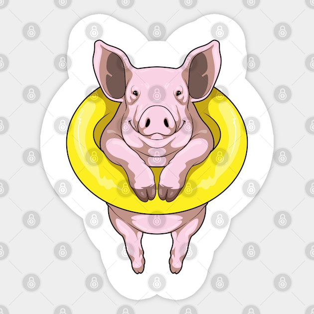 Pig Swimming Lifebuoy Sticker by Markus Schnabel